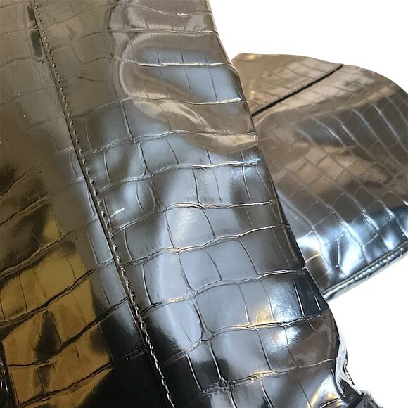 Karen Scott Boots Women Black SZ 7.5M Hanna Croc Wide-Calf Knee High Silver - Picture 15 of 15